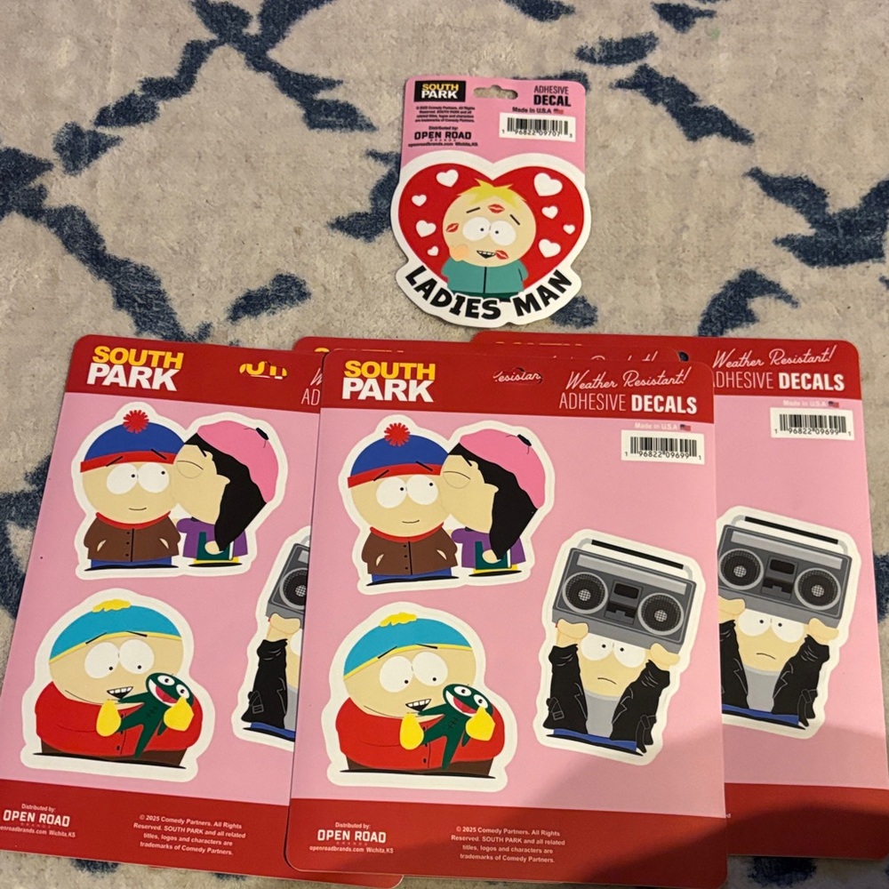 South Park Weather Resistant Adhesive Decals! 5 full sheets and 1 Ladies man!